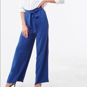 Wide Leg Navy Trousers